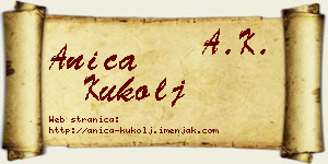 Anica Kukolj vizit kartica